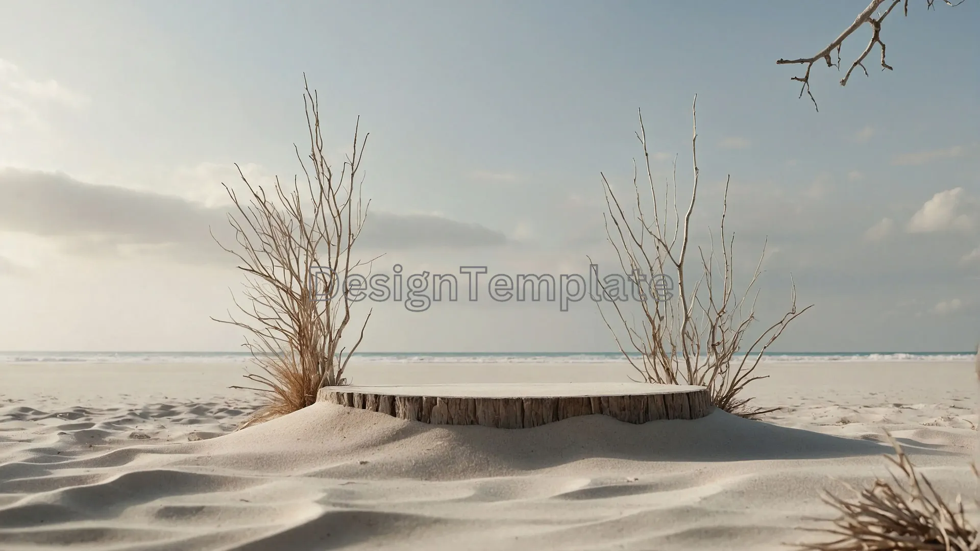Tree Frame on Snowy Beach Clear Detail